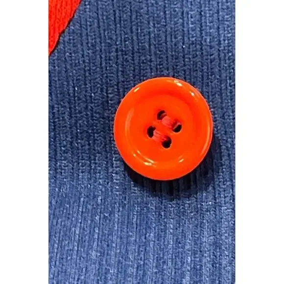 Vintage Retro Handmade 50s Cotton Navy Blue & Red One Piece Dress Size Small - Picture 3 of 8